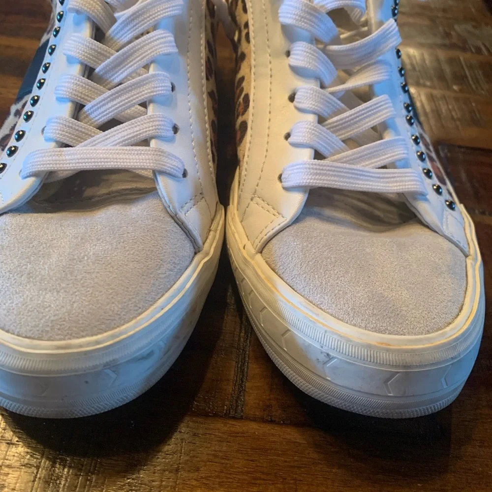 Vintage Havana Dayna Crazy Leopard Studded Leather Sneakers size 10 - Picture 5 of 9